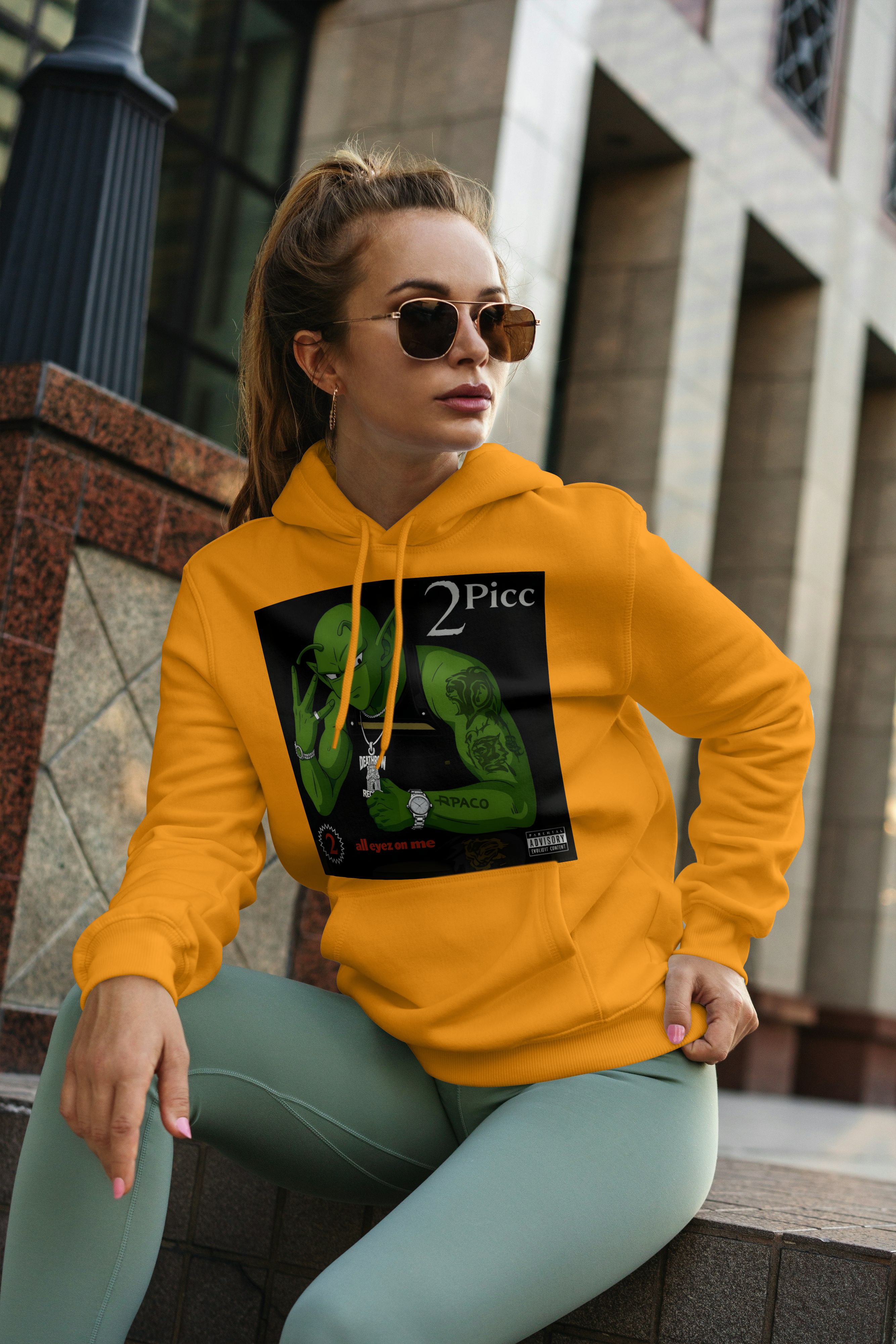 2Picc – All Eyez on Green Anime Rap Legend Hoodie