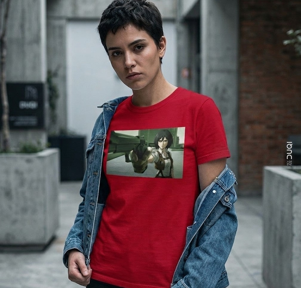 City Shooter Heroine – Anime Gunpoint Matrix Vibes T Shirt