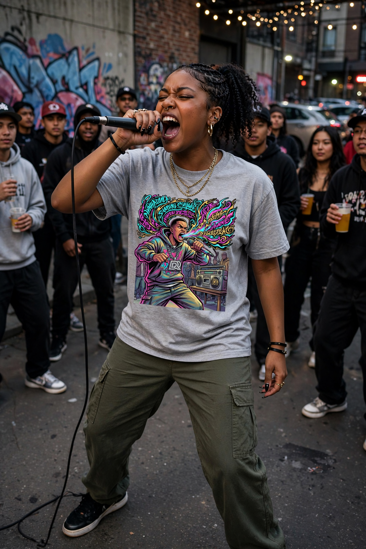 DuQi – Fire Bars Street Cypher Hip-Hop Graphic Tee