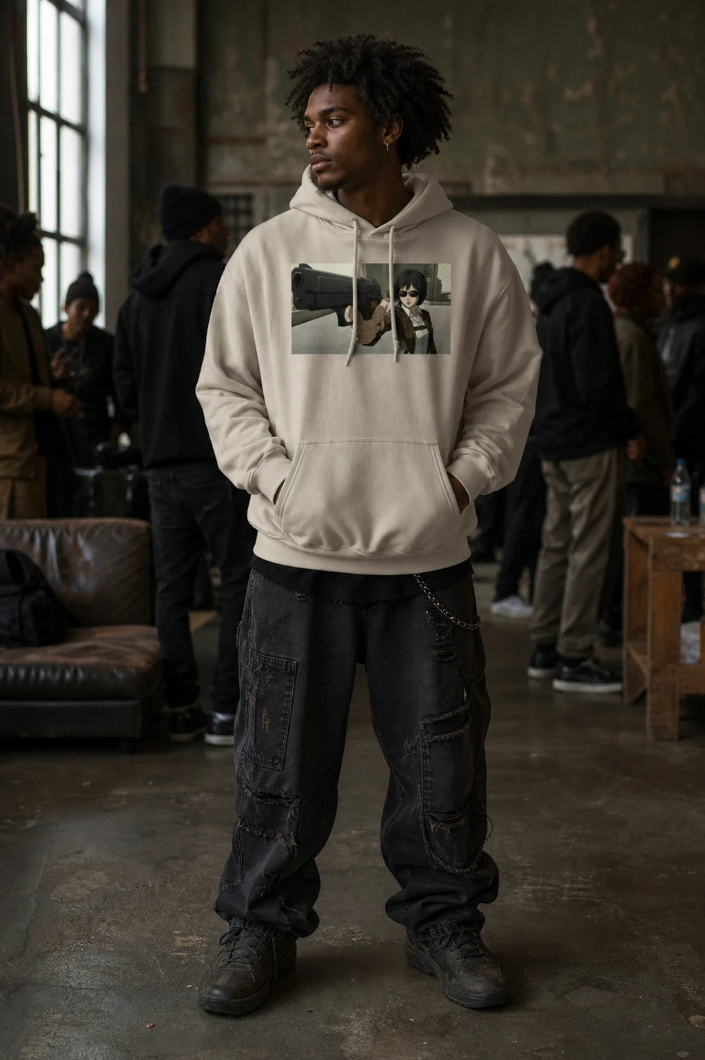 City Shooter Heroine – Anime Gunpoint Matrix Vibes Hoodie